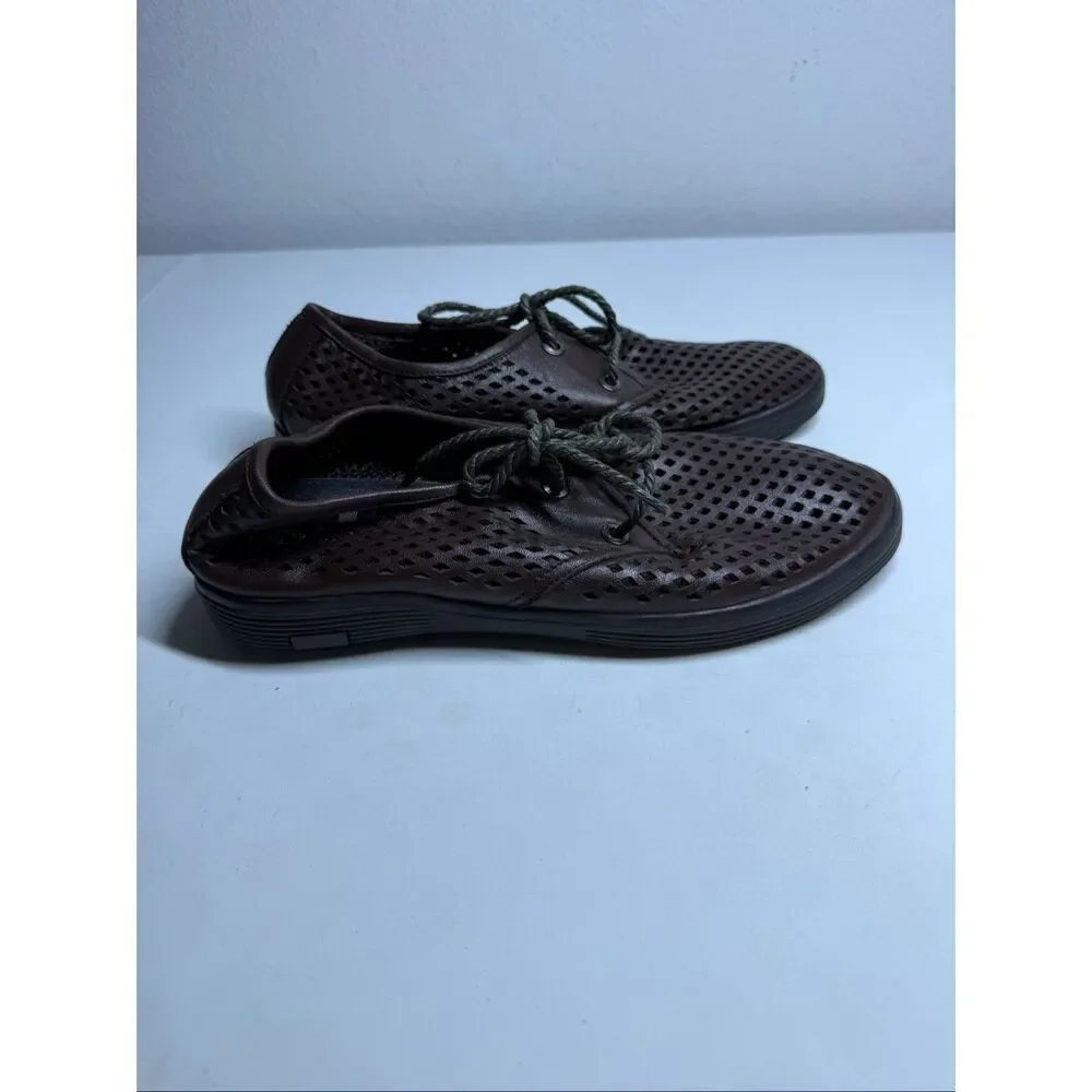 Shawshank Brown Perforated Leather Lace Up Comfort Shoes Men’s Size 42 EU/8,5 US